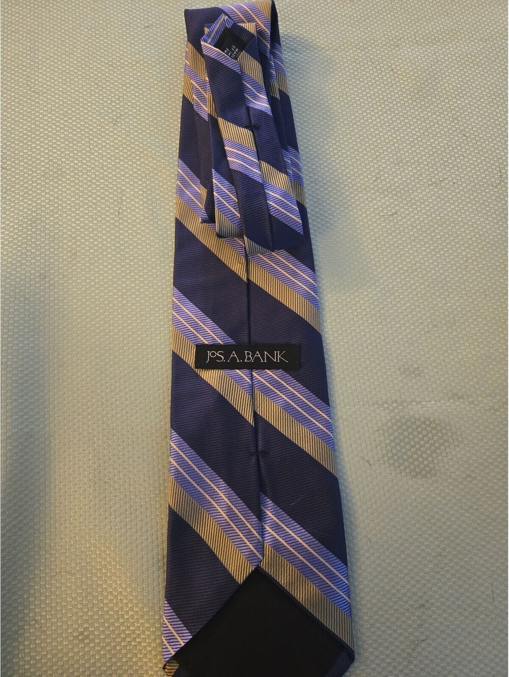 Jos. A. Bank Blue and Gold Striped Silk Necktie - Picture 6 of 7
